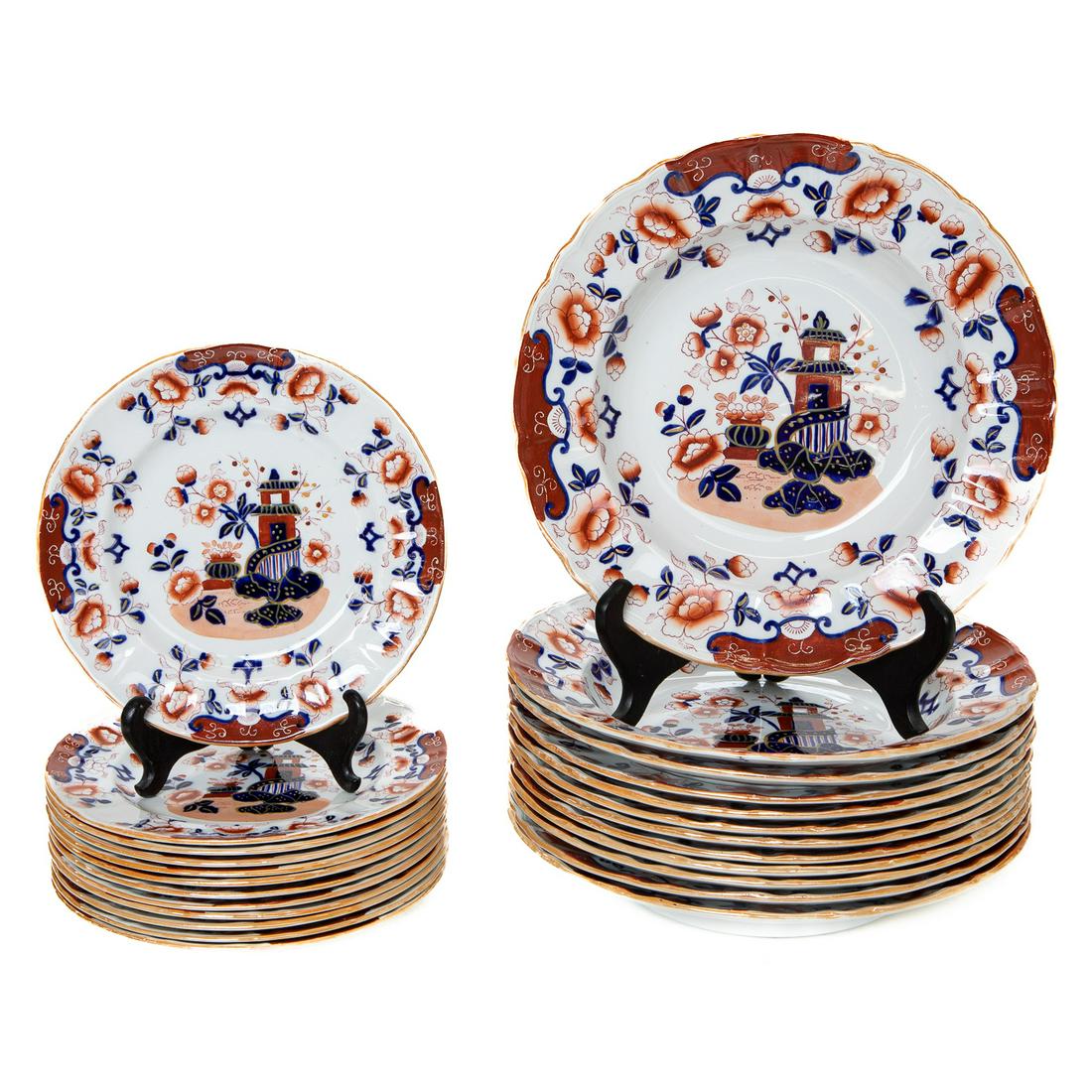 Antique Mason's Ironstone Soup Bowls and Bread Plates, 12 of Each, C. 1900 (1 of 5)