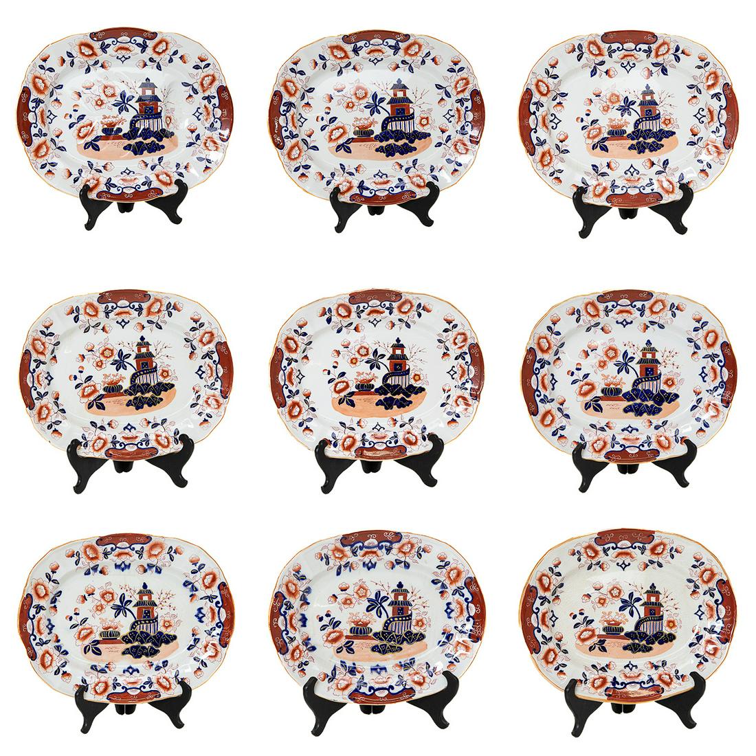 Antique Mason's Ironstone Oval Platters, Set of Nine, C. 1900 (1 of 12)