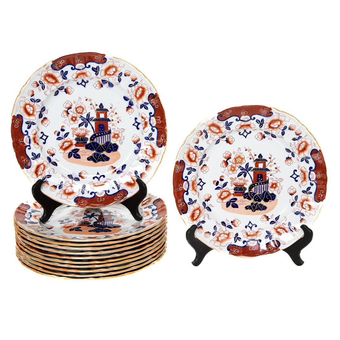 Antique Mason's Ironstone Dinner Plates, Set of 12, C. 1900 (1 of 3)