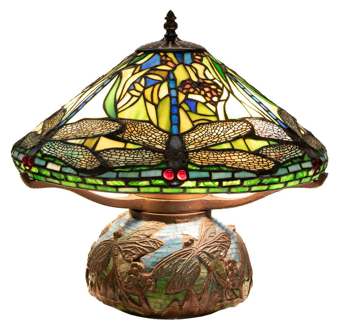 Tiffany Style Dragonfly Leaded Glass Lamp, Designed After the Tiffany Studios Original (1 of 5)