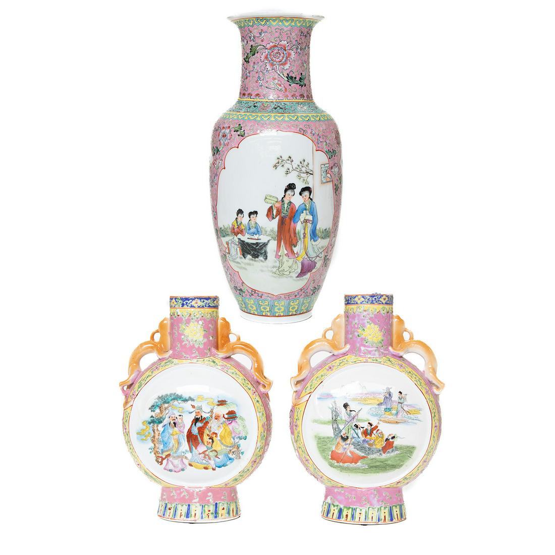 Vintage Oriental Porcelain Vase and Water Bottles, Three Pieces (1 of 9)