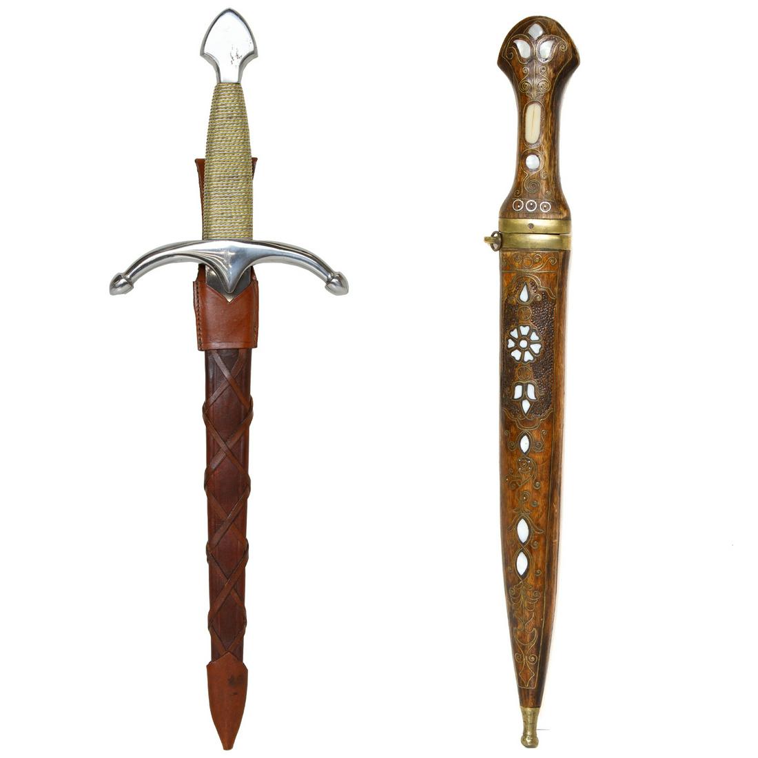 Rosewood Handled and Mariano Zamarano Woven Brass and Stainless Handled Daggers, Two Pieces (1 of 8)