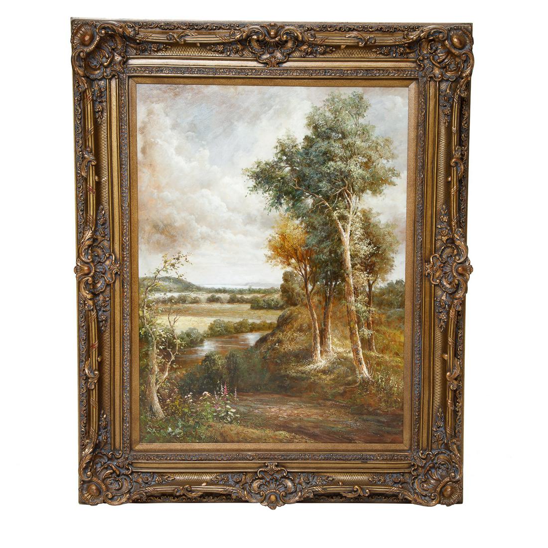 Large Signed Landscape Painting, Oil on Canvas, Signed G. Corner (1 of 4)