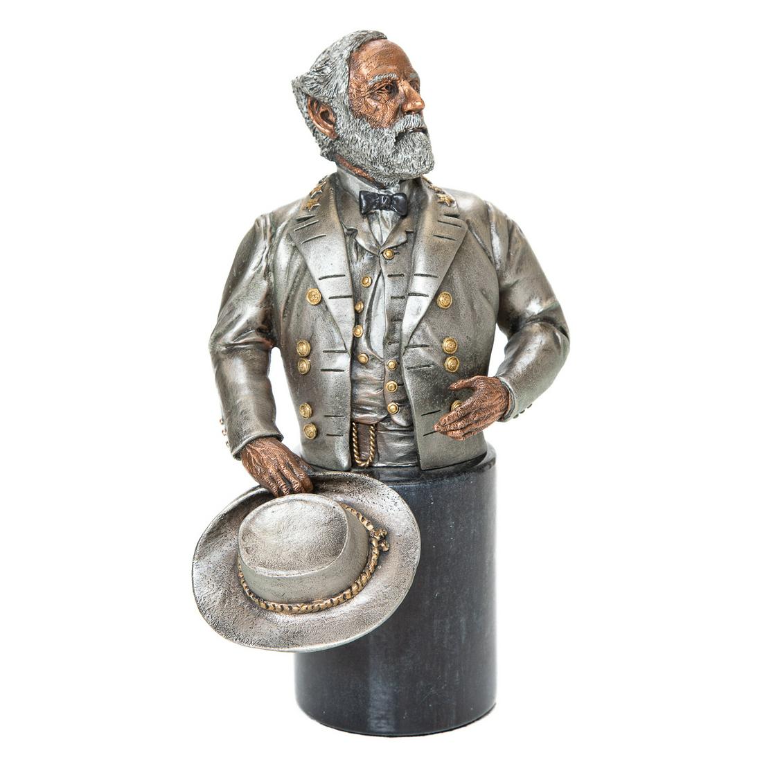 Legends Collection, Mixed Media Bust of Robert E. Lee: Legends Collection, Mixed Media Bust of Robert E. Lee, The Noble Heart, Limited Edition 160/950, Dated 1993, Resting on a Circular Marble Base. 9.5" High