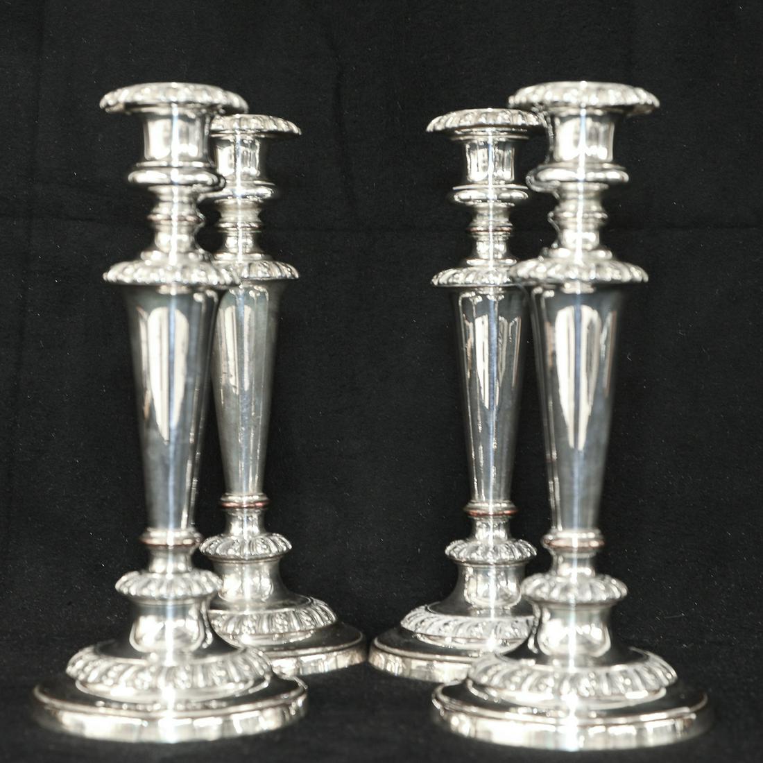 Group of Silver Plated Candlesticks in a Rococo Influence, Four Total (1 of 8)
