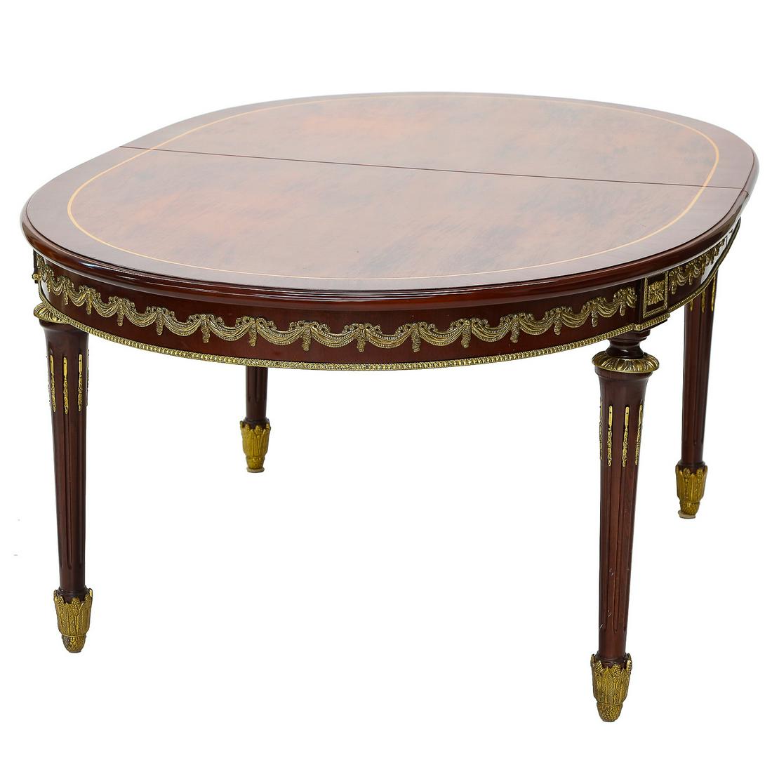 Spanish Made Louis XVI Style Mahogany Dining Table, Two Pedestal-Two Leaf Table (1 of 8)