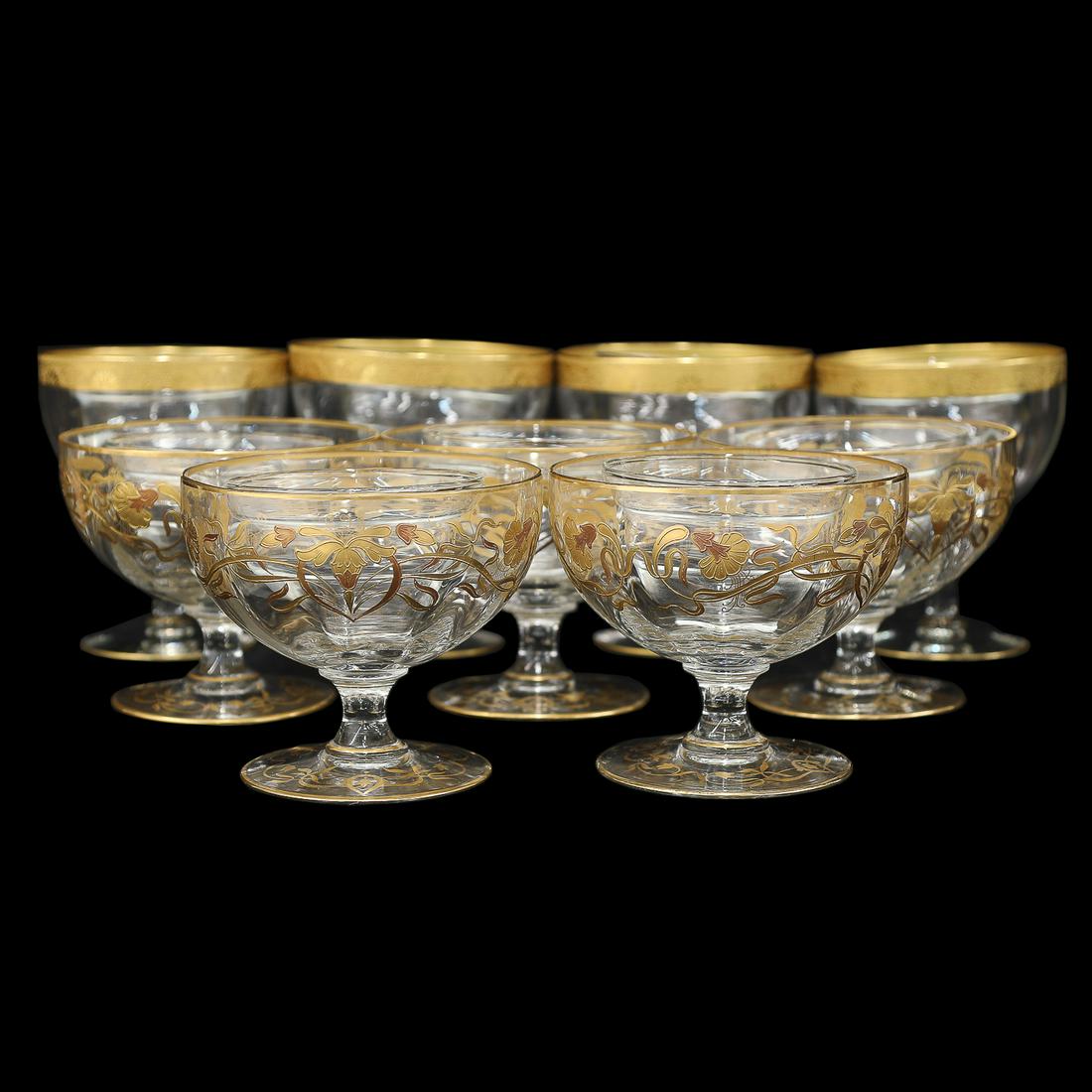 Vintage Cut Class Shrimp Cocktail Bowls, Nine Total, All Featuring Glass Inserts (1 of 9)