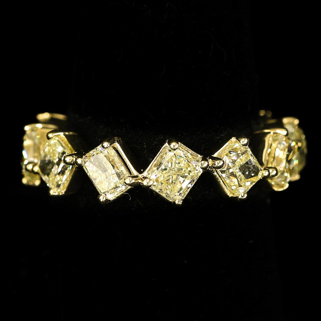 18K Yellow Gold Fancy Yellow Diamond Eternity Ring, Size 6.5 (1 of 9)