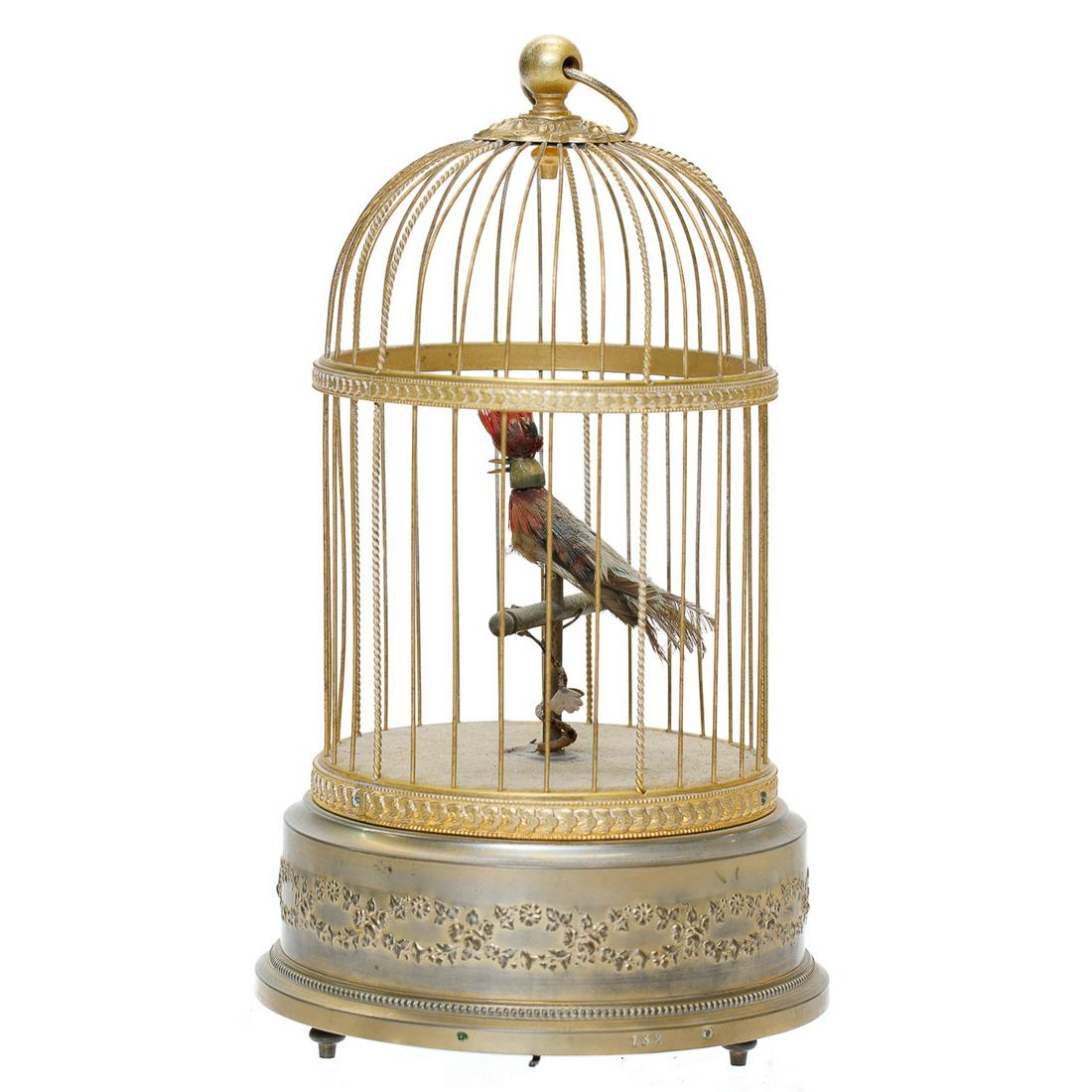Late 19th C. French Automation Birdcage Music Box, Stamped Made in France, C. 1880-1890 (1 of 9)