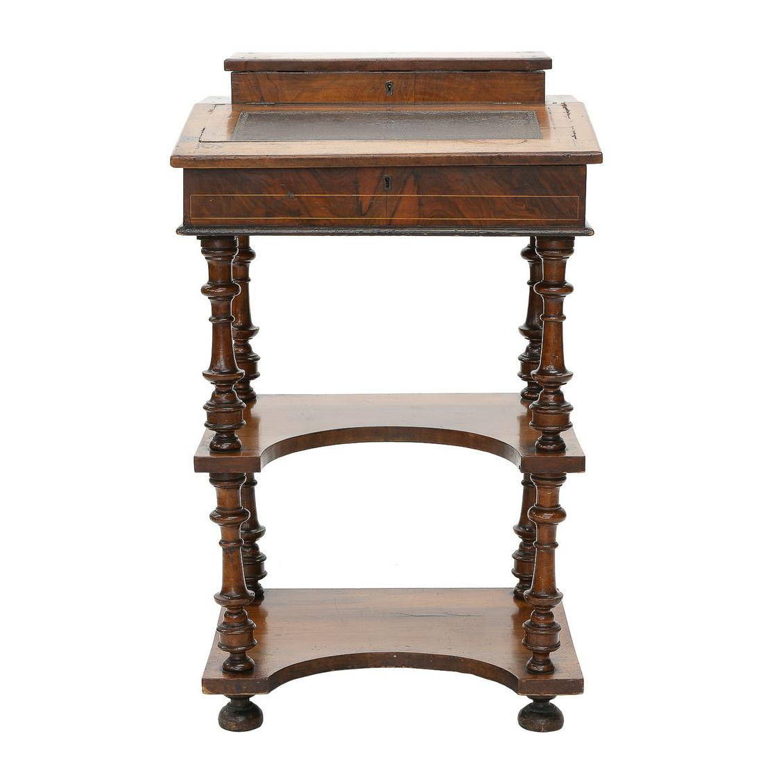 19th C. Victorian Walnut Davenport Desk, Having Lift Up Lid Revealing Storage Space, C. 1880-1890 (1 of 9)