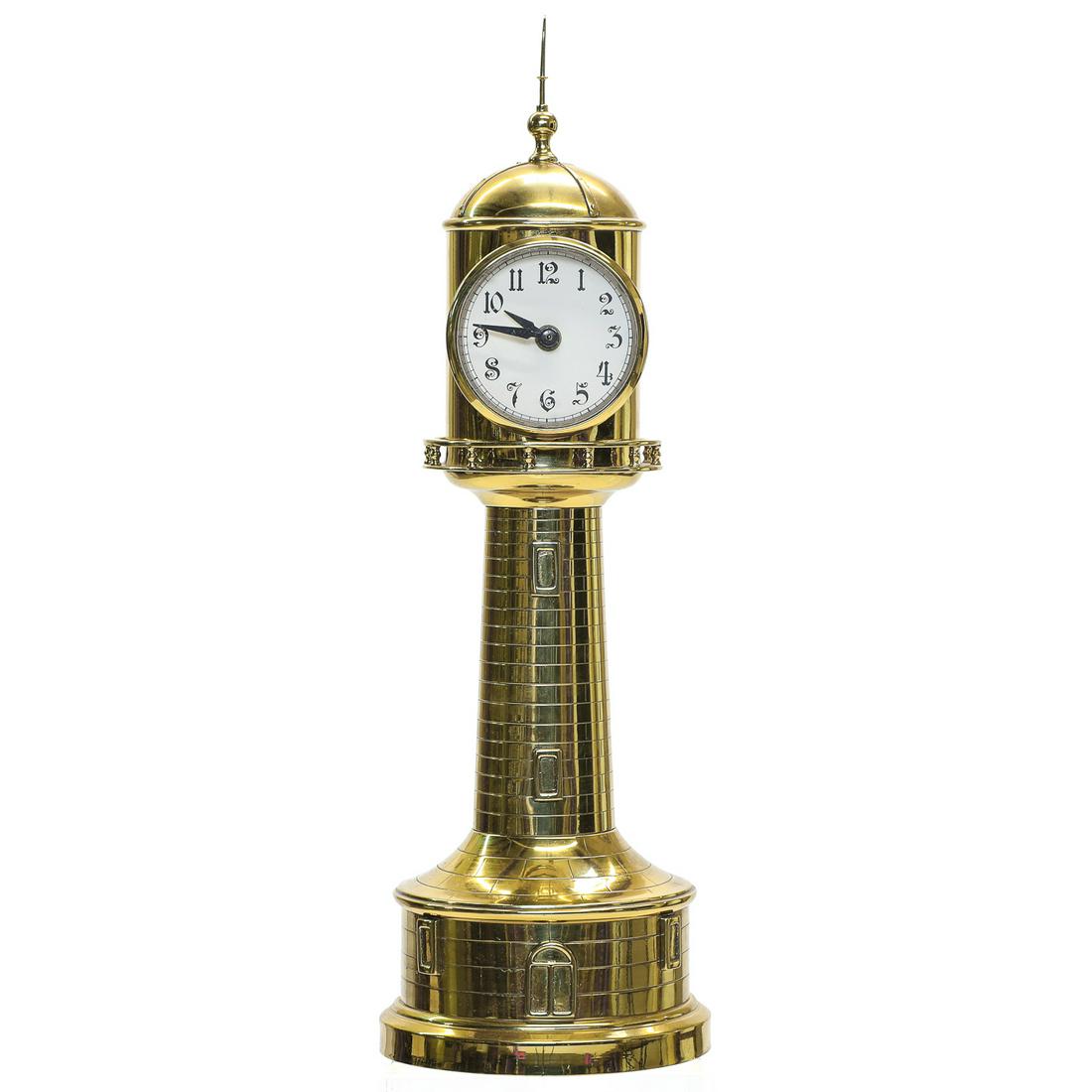 Brass Clock in the Form of a Lighthouse, Converted to Battery Operated Clock (1 of 12)