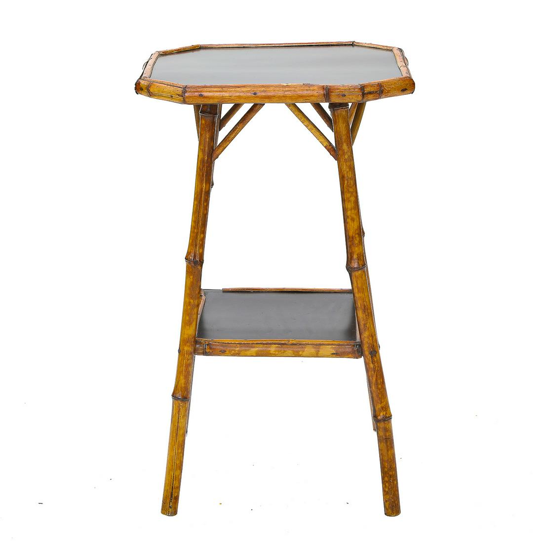 20th C. French Bamboo with Faux Finish and Painted Black Side Table (1 of 4)