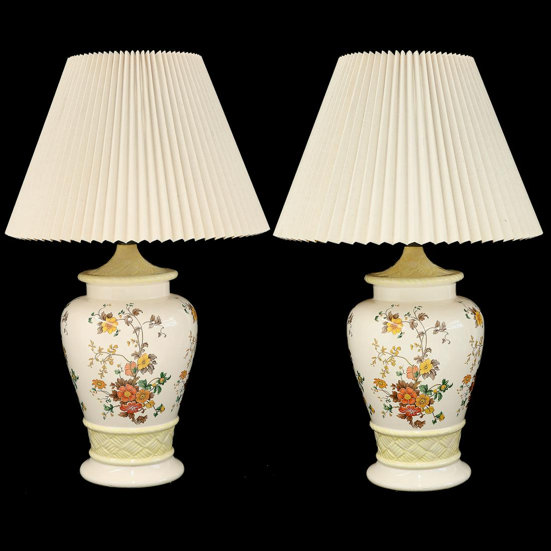 Vintage Beige and Butter Yellow Ceramic Table Lamps (1 of 7)