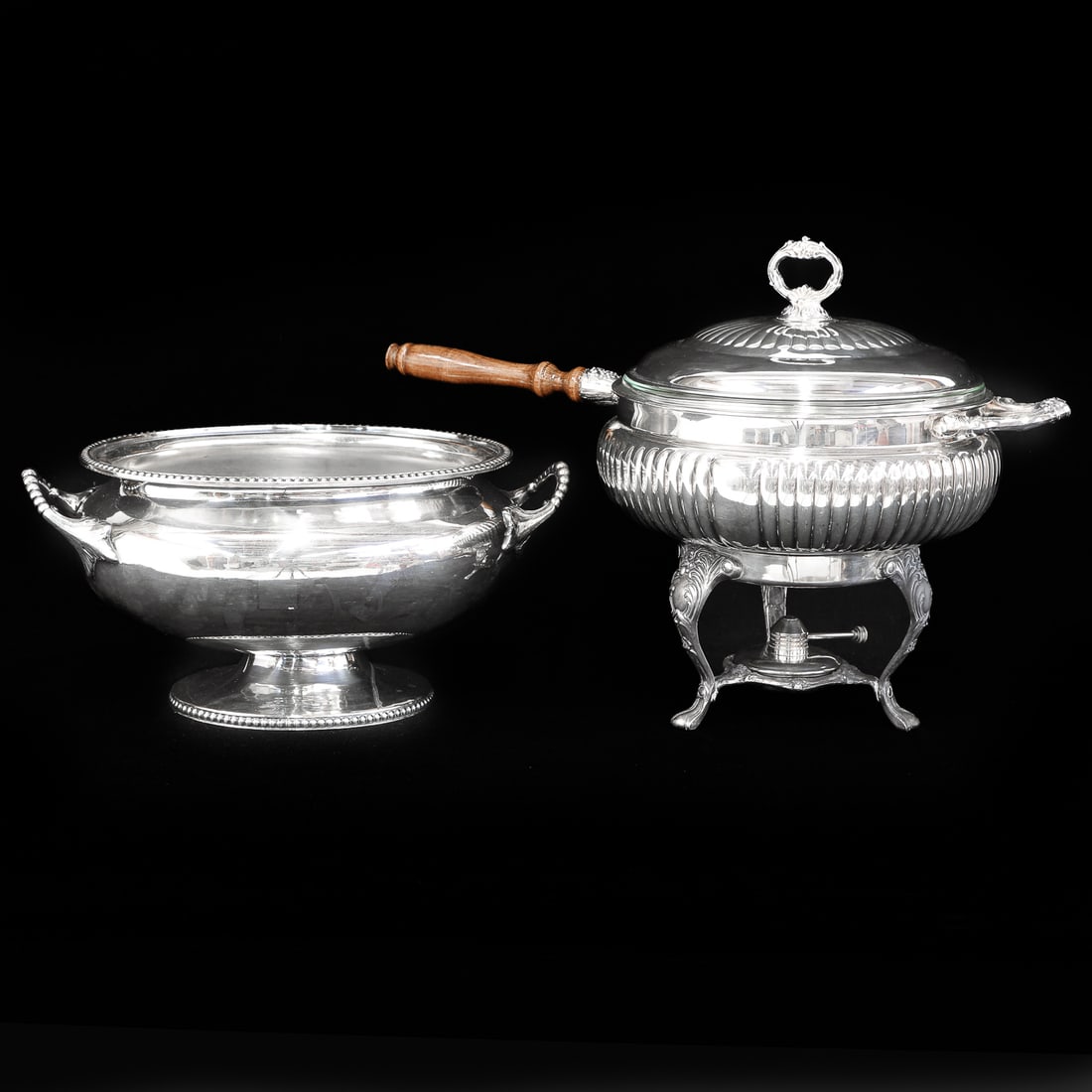 Vintage Silver Plated Items, Two Total, Tureen and Chafing Dish (1 of 8)