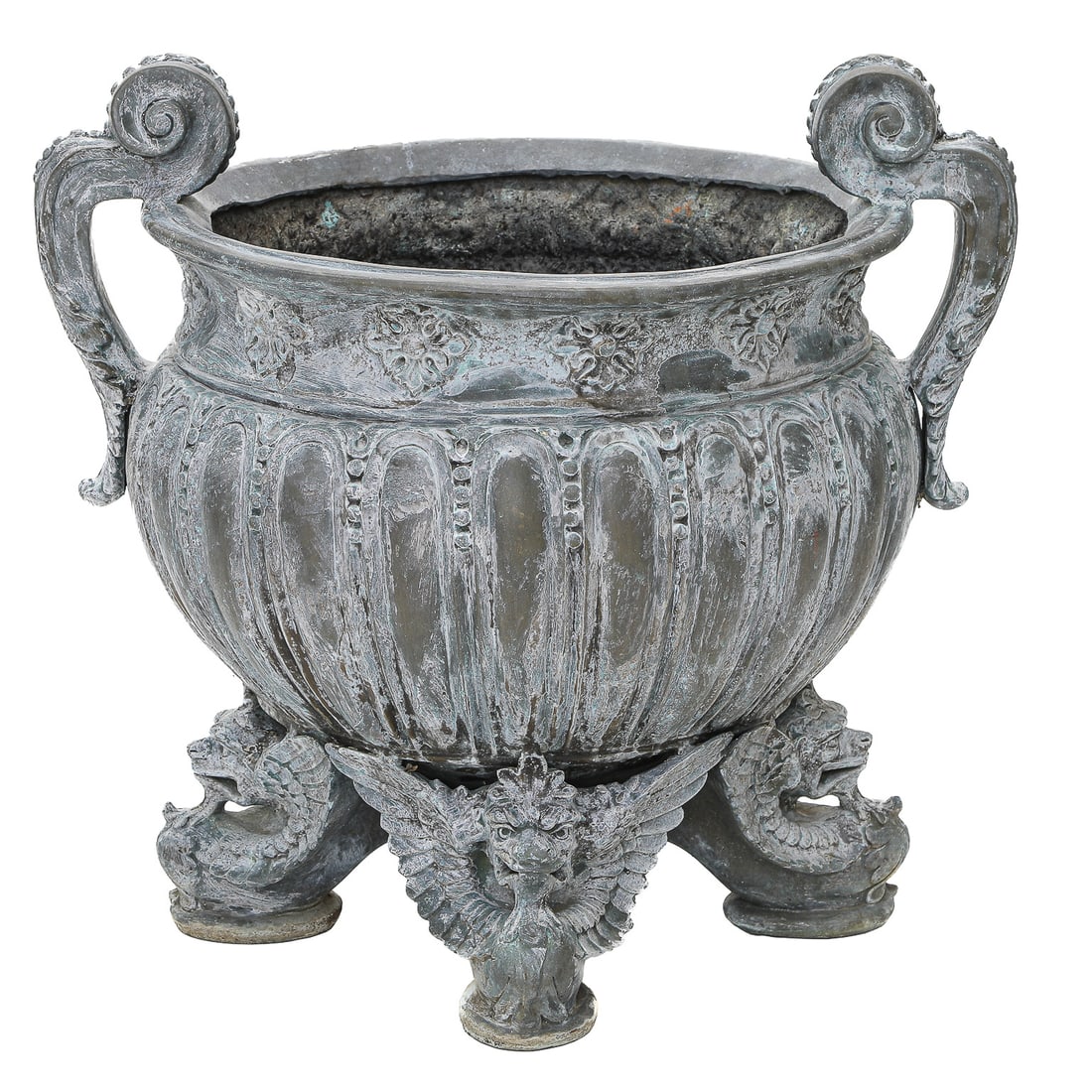 Verde Bronze Garden Urn with Winged Griffon Feet (1 of 7)