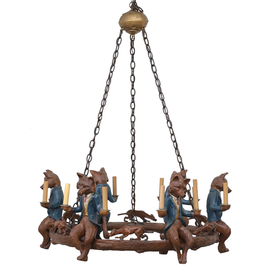 Vintage Bill Huebbe Signed Charming Hunt Fox Chandelier (1 of 11)