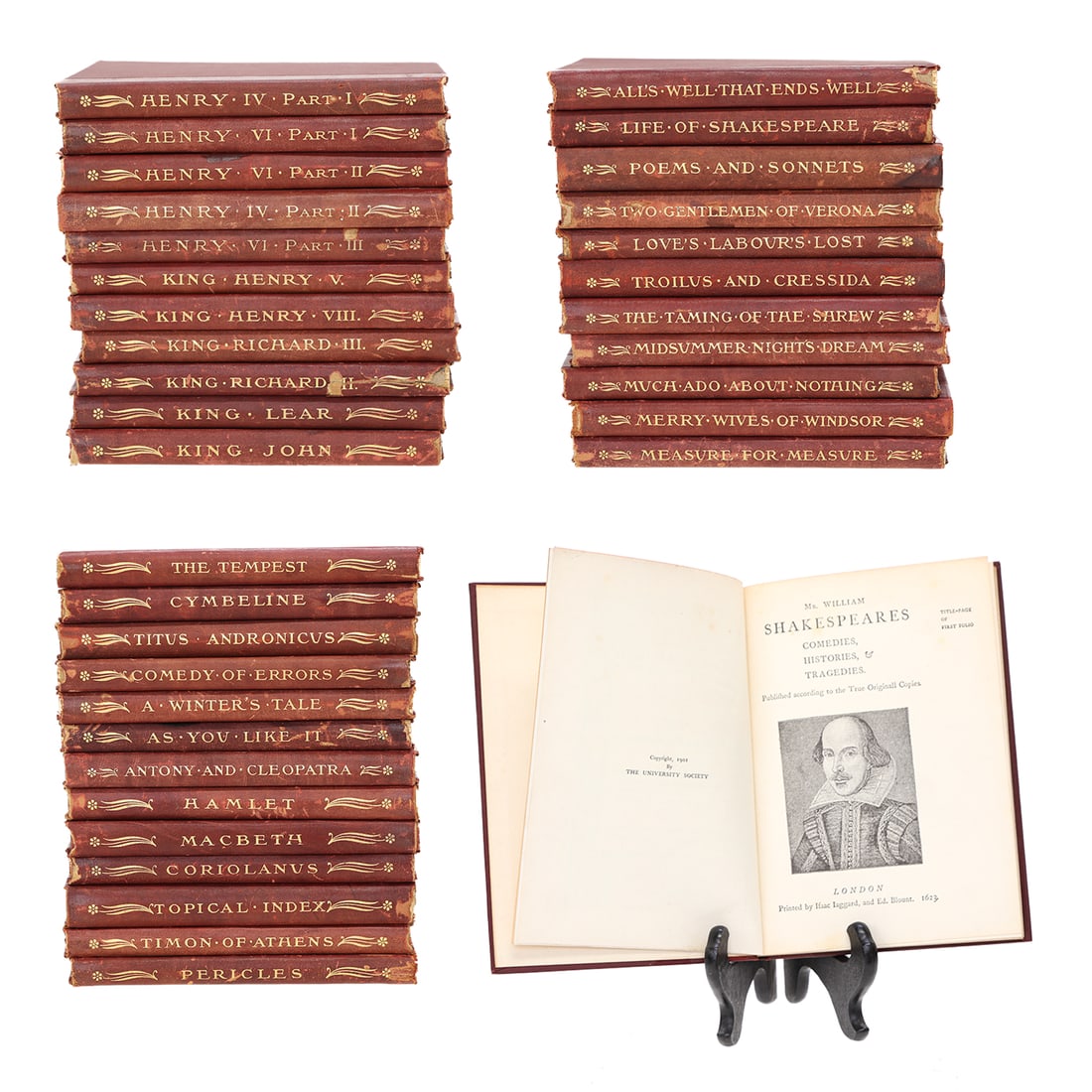 Antique Grouping of Books, 35 Volumes from the Books Lovers Edition, Shakespeare Collection (1 of 7)