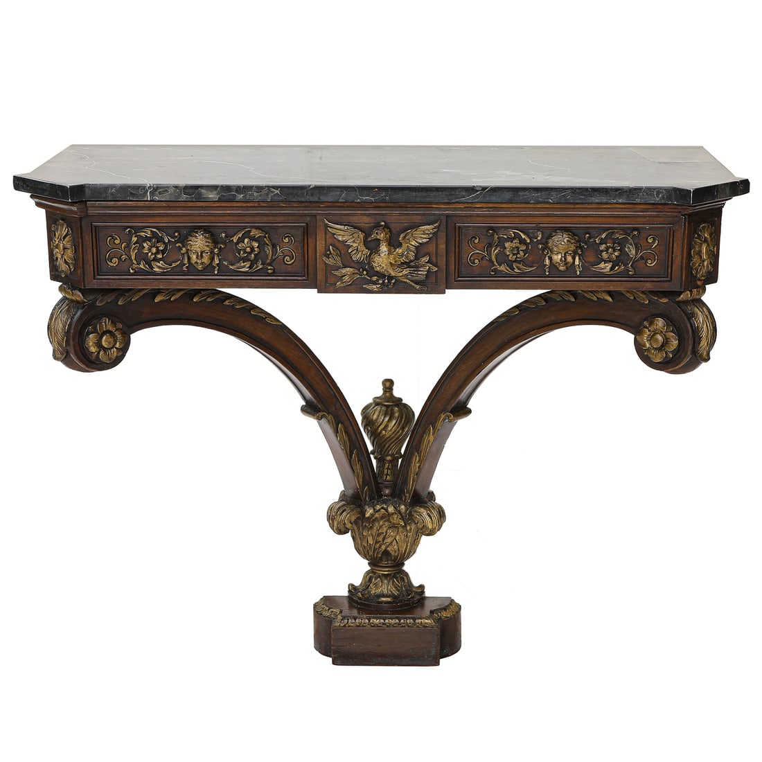 Vintage Mahogany Marble Top Wall Mounted Console Table (1 of 6)