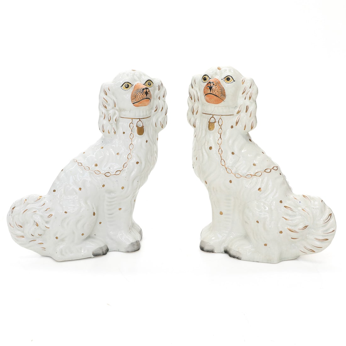 Vintage Creamy White Staffordshire Spaniels, Companion Pair (1 of 5)