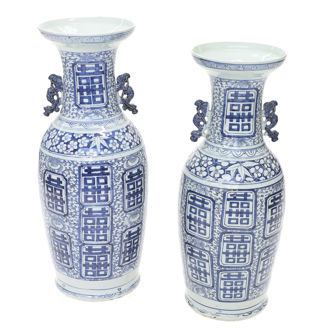 Vintage Chinese Porcelain Vases, Pair, Blue and White (1 of 8)