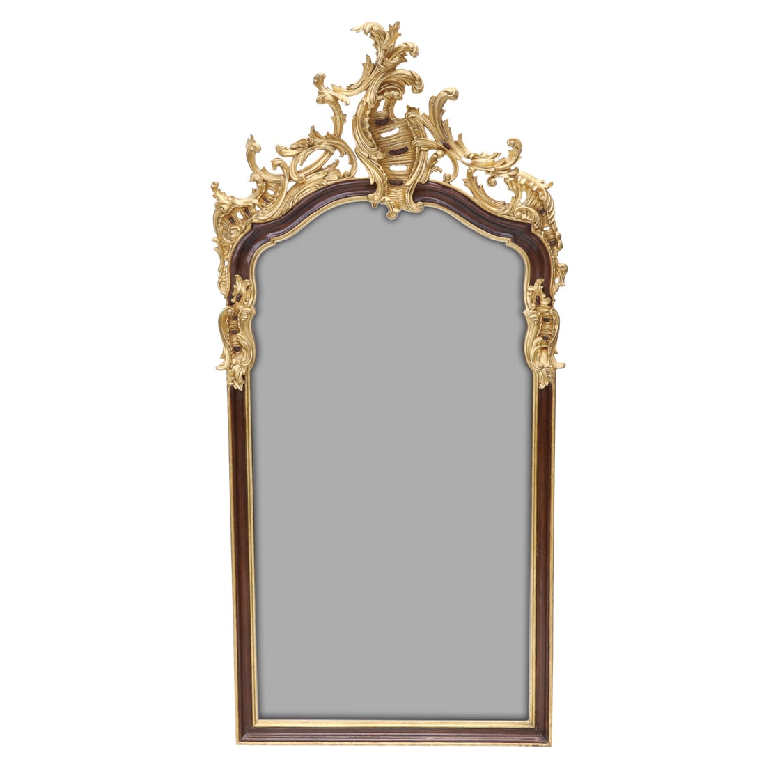 Vintage Wall Mirror with Shaped Top Featuring Heavily Carved Gold Gilt Cartouche (1 of 5)