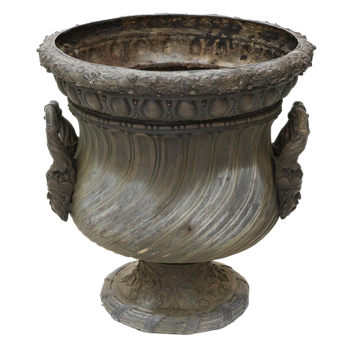 Large Bronze Garden Urn with Leaf and Berry Rim (1 of 7)