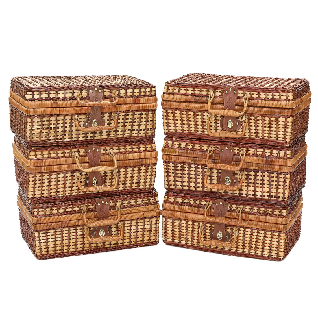 Group of Six Vintage Grey Goose Vodka Collectible Woven Picnic Baskets (1 of 12)