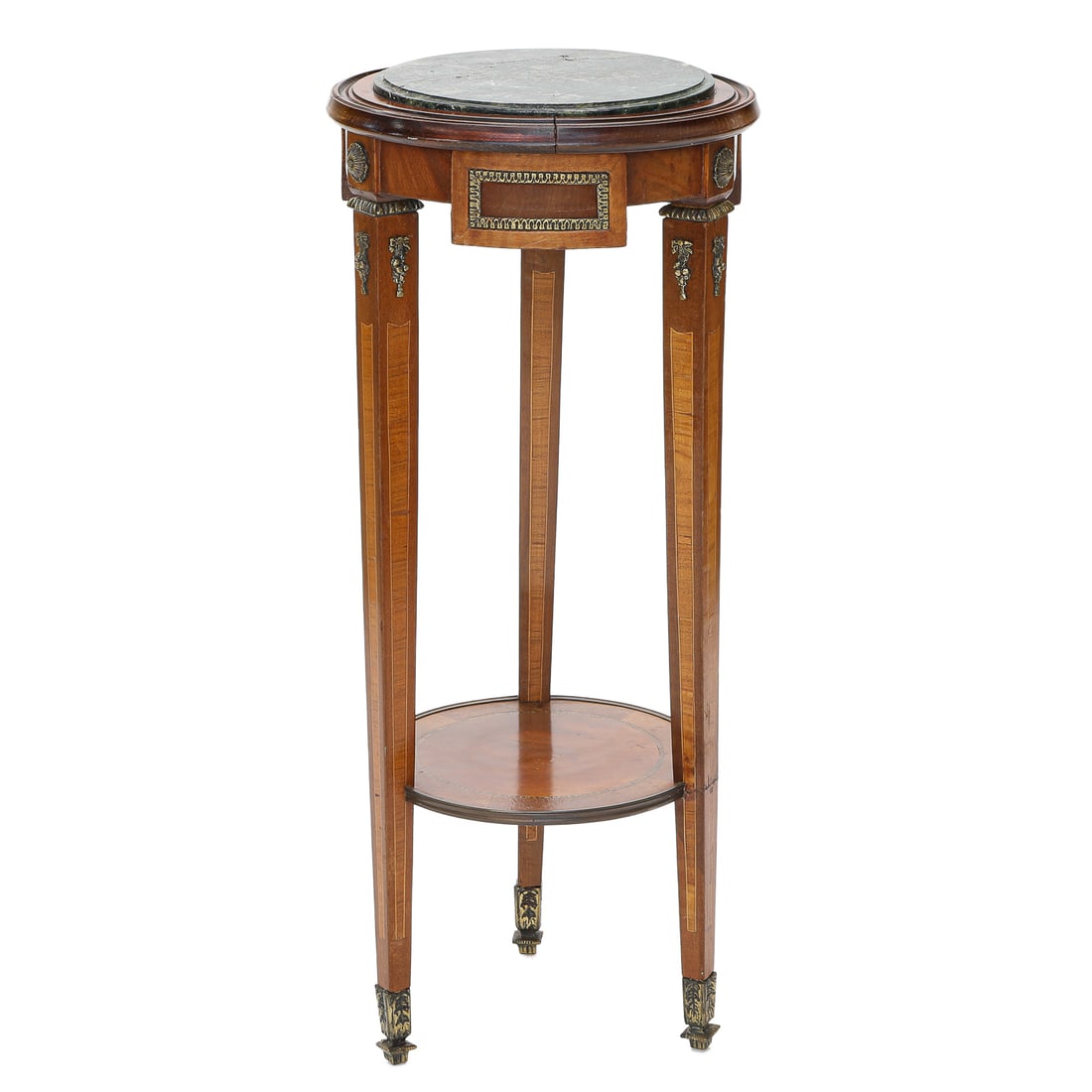 Vintage French Empire Style Walnut and Mahogany Marble Top Plant Stand (1 of 8)