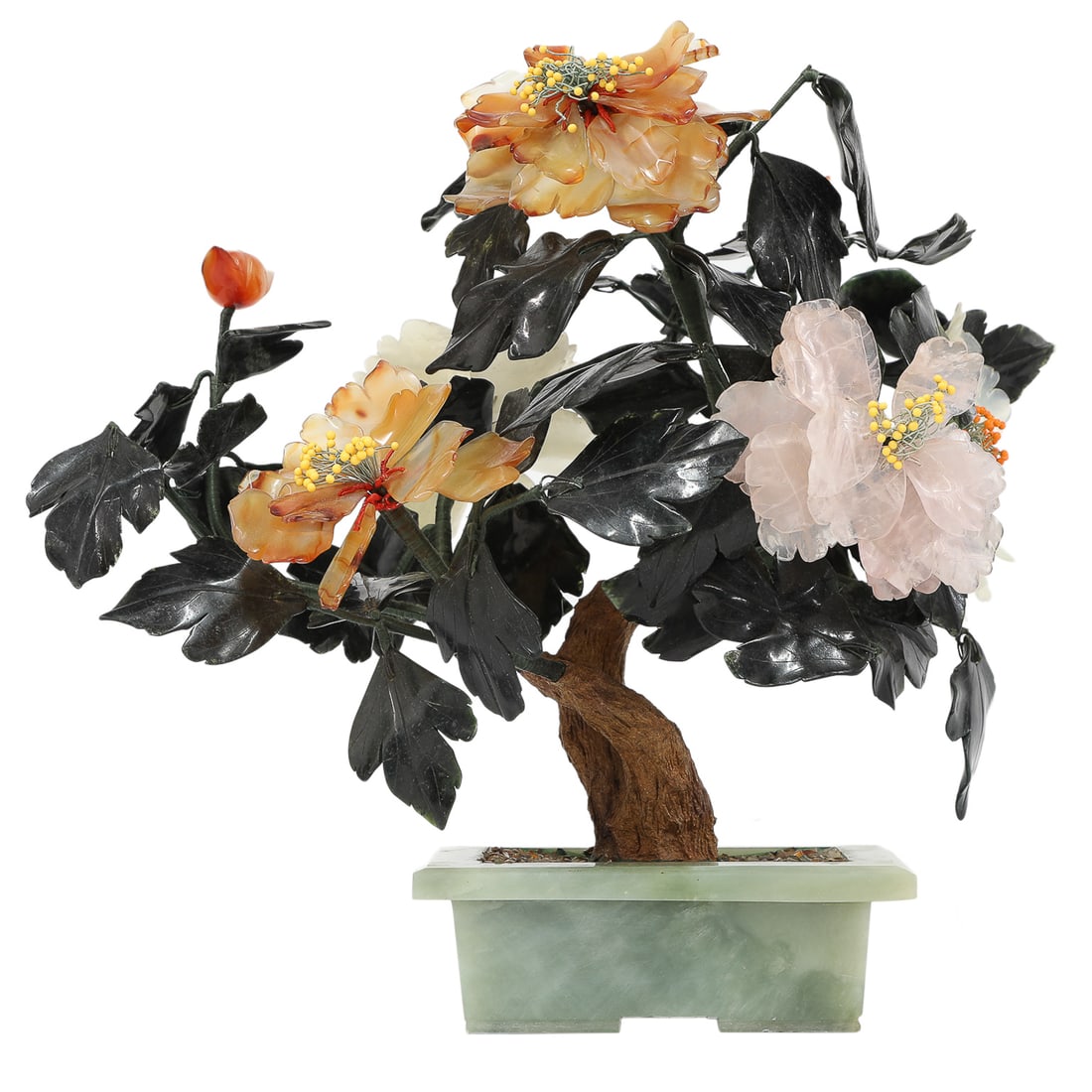 Vintage Oriental Stone Bonsai Tree in Jade Rectangular Base (1 of 6)