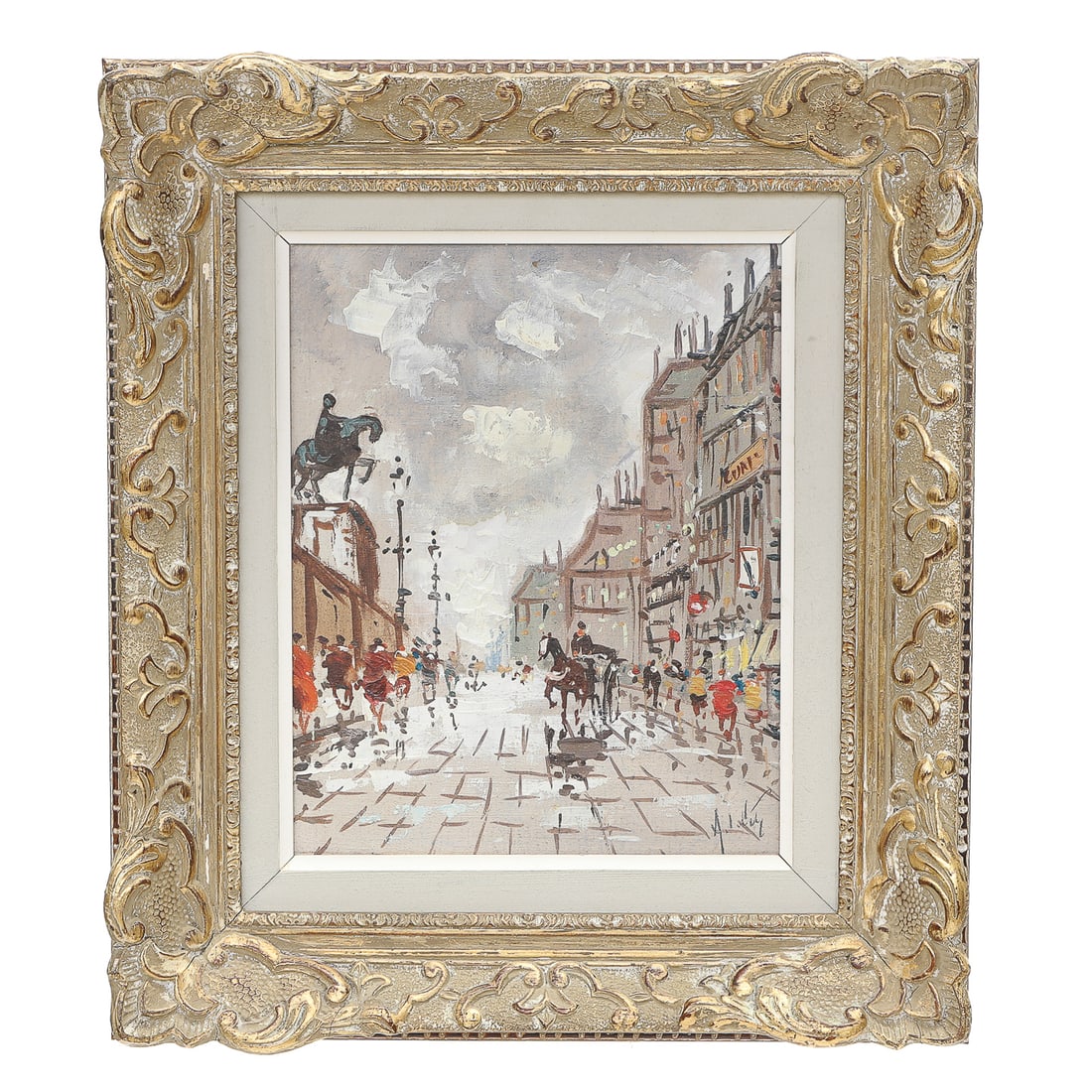 Antonio DeVity (Italian, 1901-1993) Oil on Canvas Depicting Paris Street Scene (1 of 5)