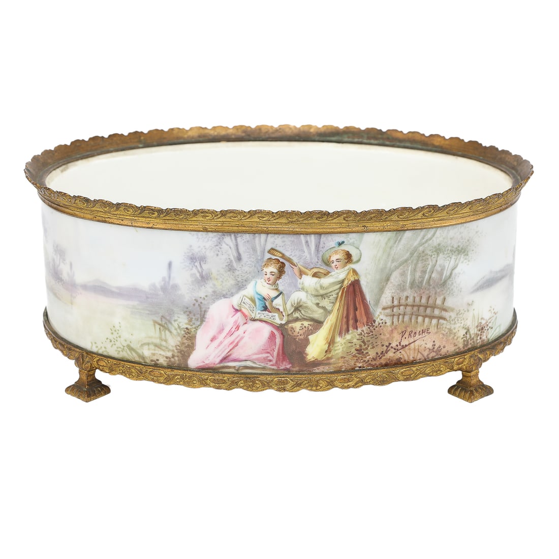 French Bronze Mounted Oval Porcelain Jardiniere, Marked Sevres (1 of 8)