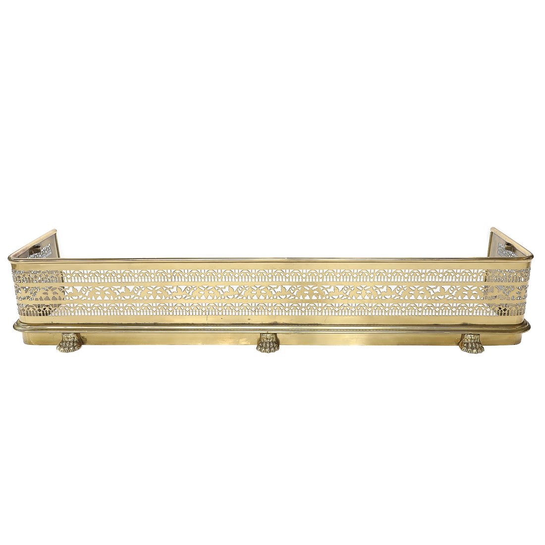 Vintage Pierced Brass Fireplace Fender (1 of 5)