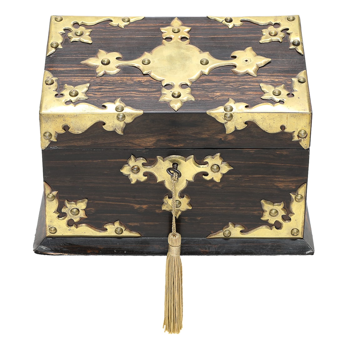 Antique English Calamander Brass Bound Letter Box (1 of 6)