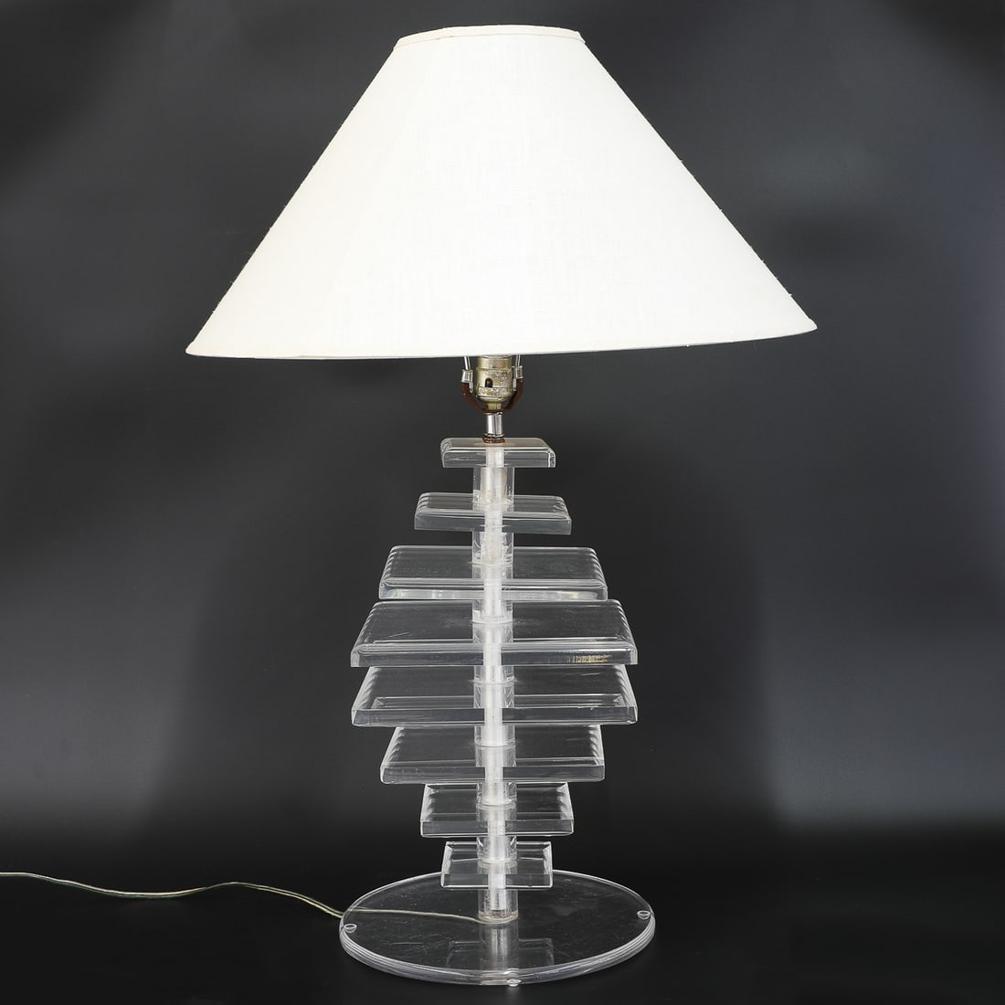 Vintage Karl Springer Style Stacked Lucite Table Lamp (1 of 5)