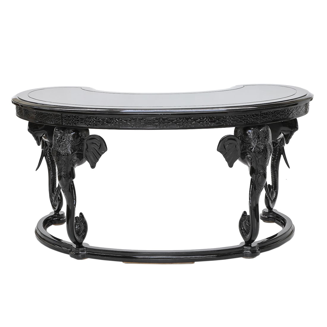 Vintage Gampel Stoll Kidney Shaped Black Lacquered Elephant Writing Desk (1 of 8)