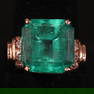 14K Yellow Gold Colombian Emerald and Diamond Ring, Size 6.5