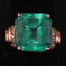 14K Yellow Gold Colombian Emerald and Diamond Ring, Size 6.5