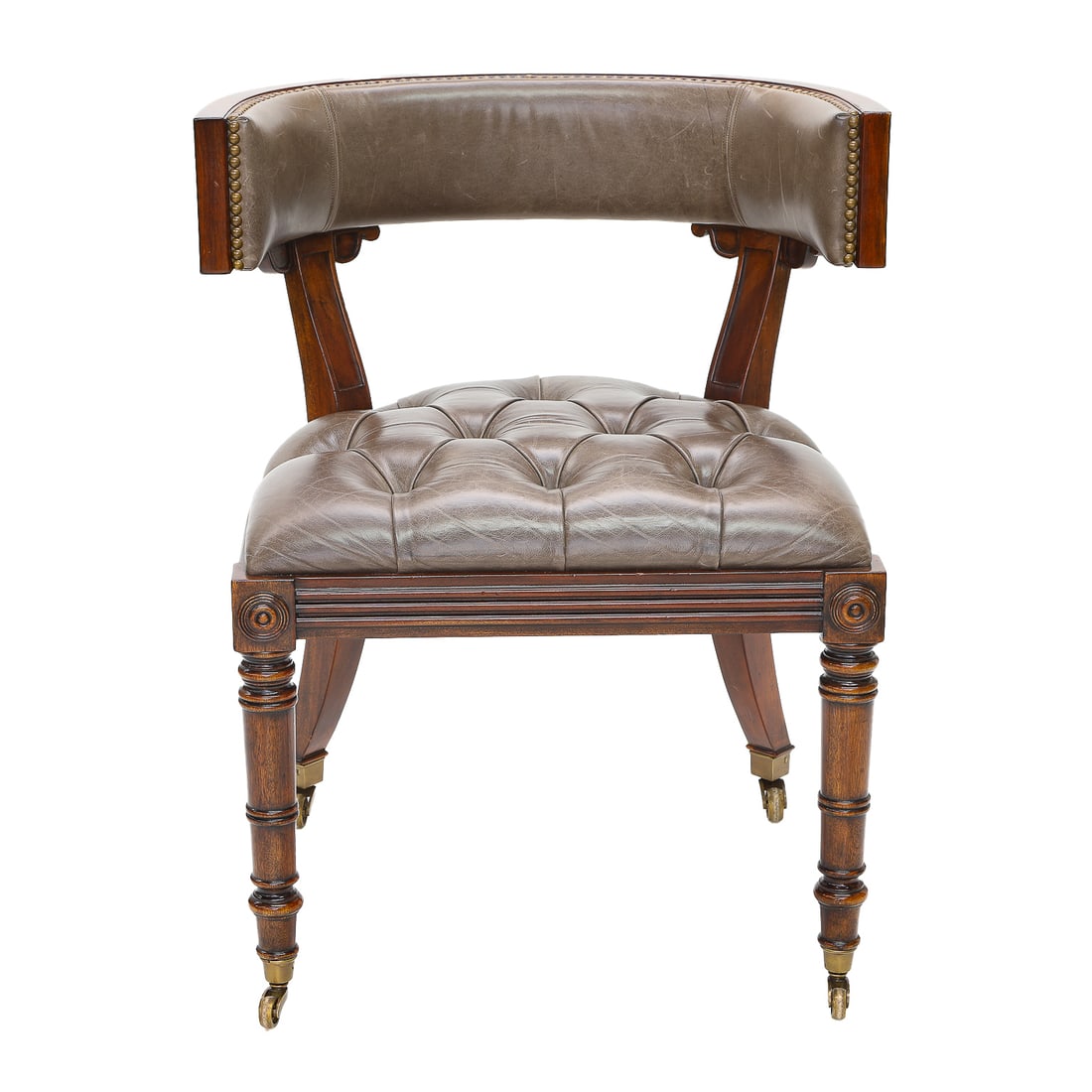 Theodore Alexander Discontinued Mahogany Open Barrel Back Desk Chair (1 of 8)