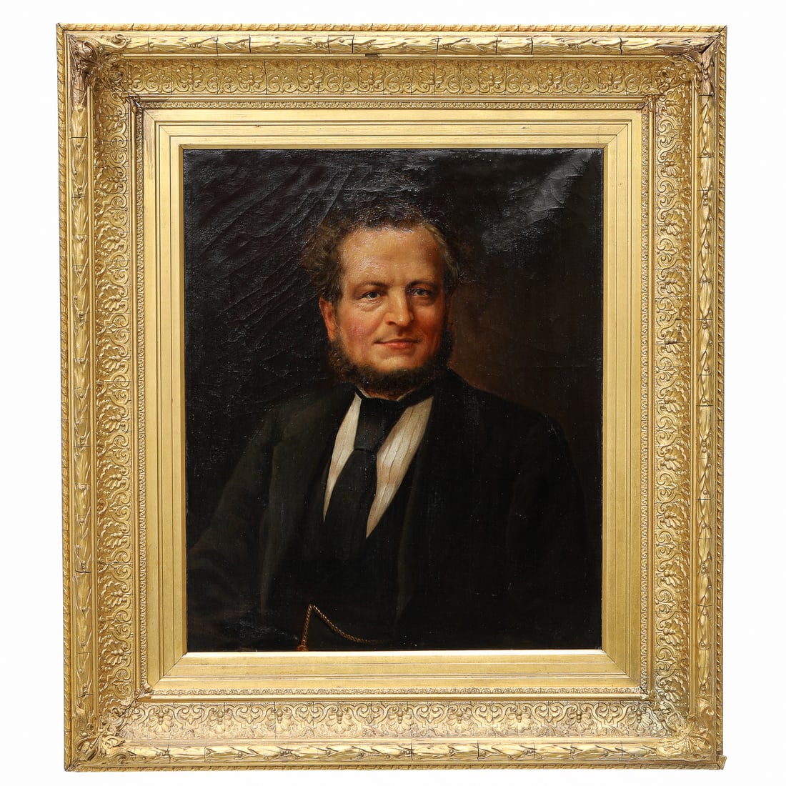 Antique Portrait of British Gentleman, Oil on Canvas, Featuring Man with Beard (1 of 8)