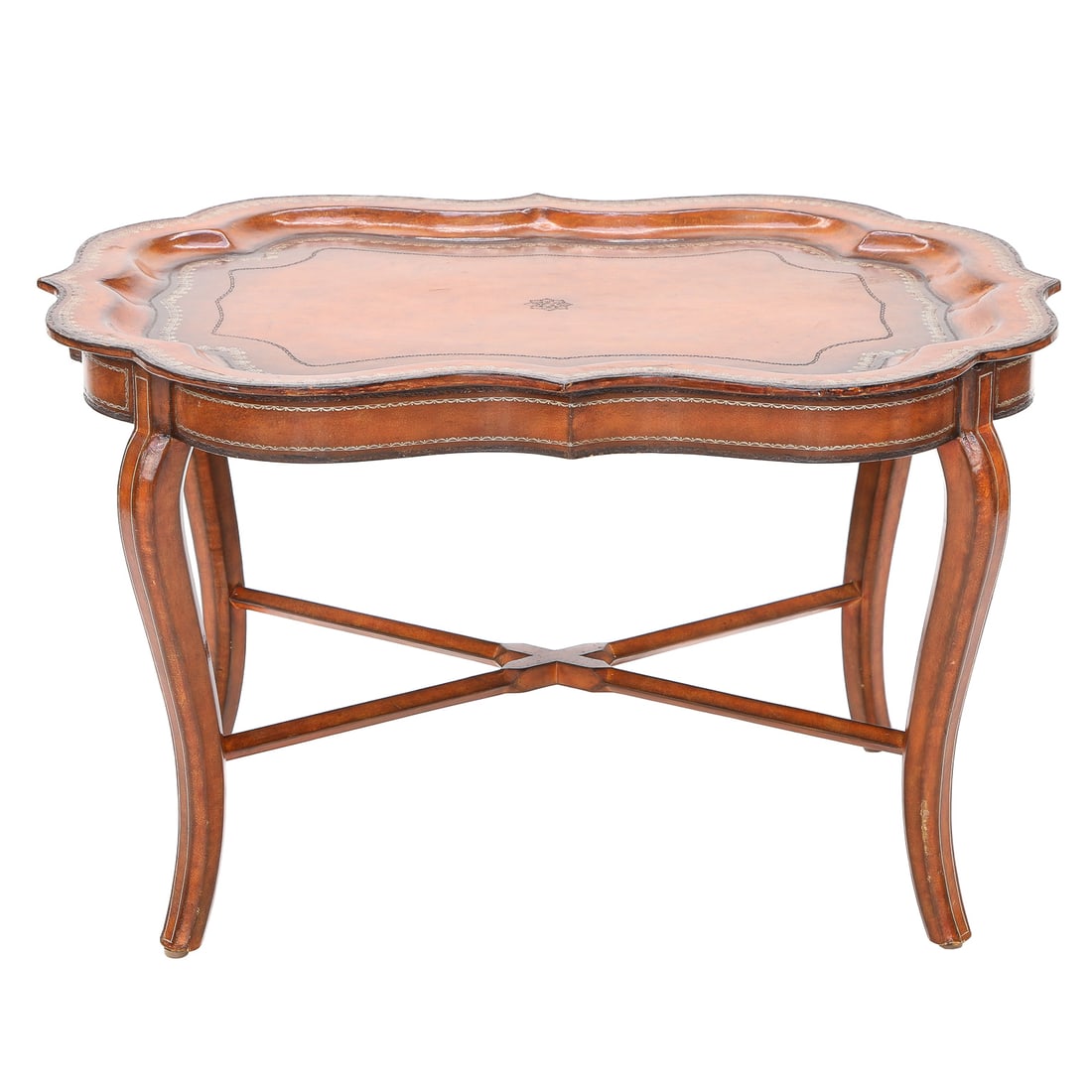 Vintage Italian Leather Shaped Tray Top Cocktail Table (1 of 5)