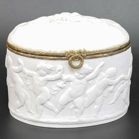 Vintage Coquet Limoges France Bisque Porcelain Oval Dresser Box (1 of 6)