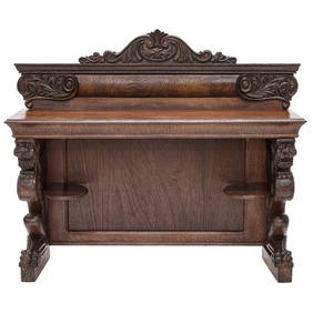 Antique Carved Oak American Revivial Style Console Table (1 of 8)