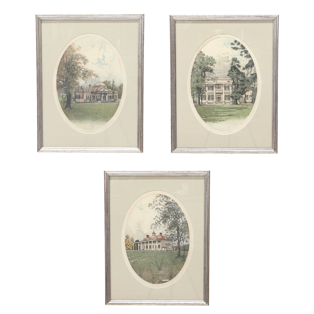 Group of Framed Oval Prints of Presidential Homes, Three Total (1 of 13)