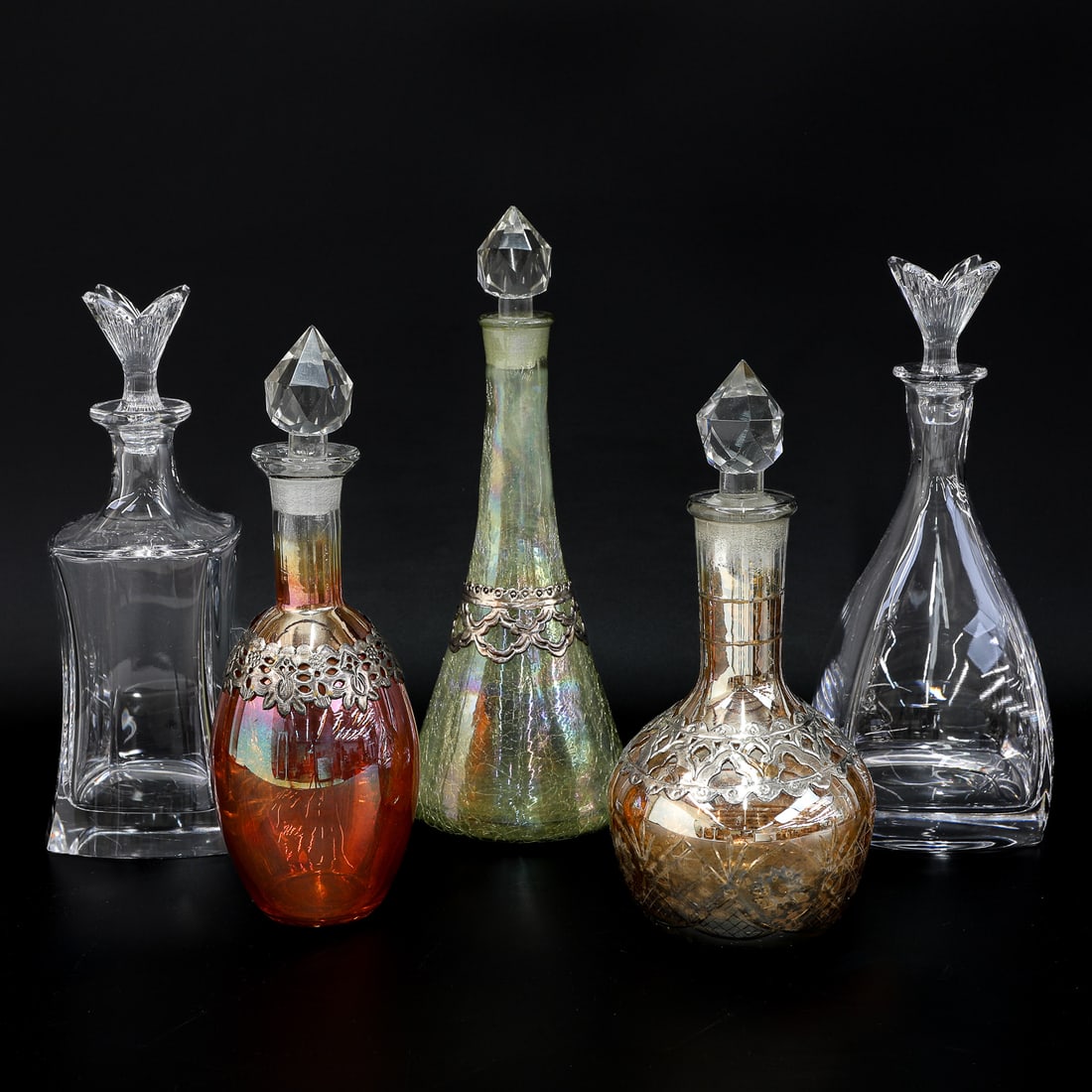 Group of Glass Decanters, Five Total (1 of 7)