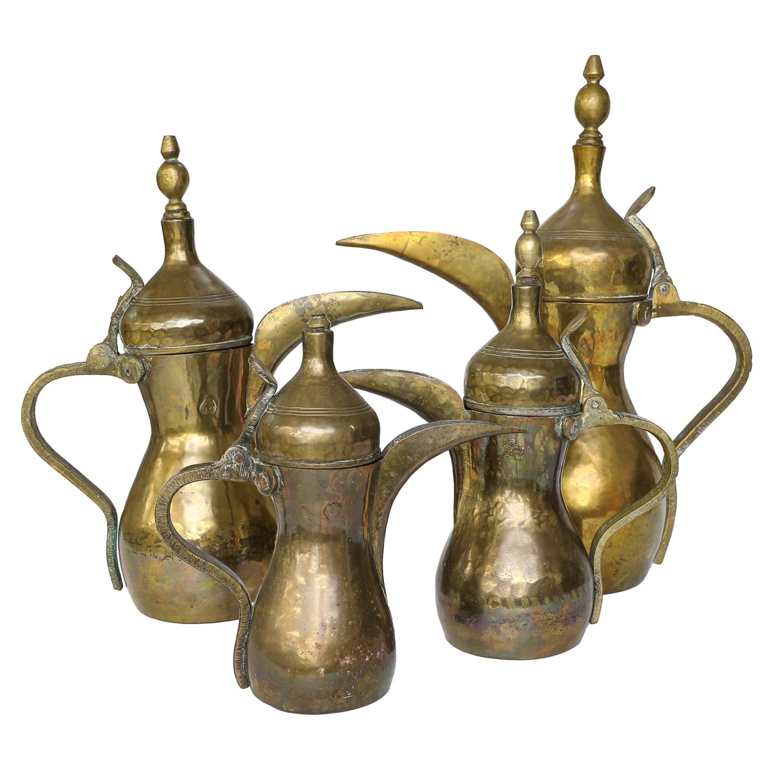 Antique Brass Arabic Dallah Coffee Pots, Four Total, Used to Serve Gahwa (1 of 19)