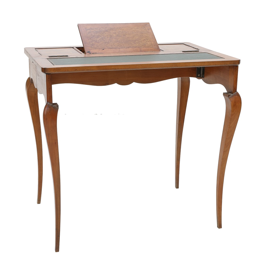 Late 19th C. French Provincial Style Cherrywood and Burl Elm Flip Top Writing Desk/Console Table (1 of 9)