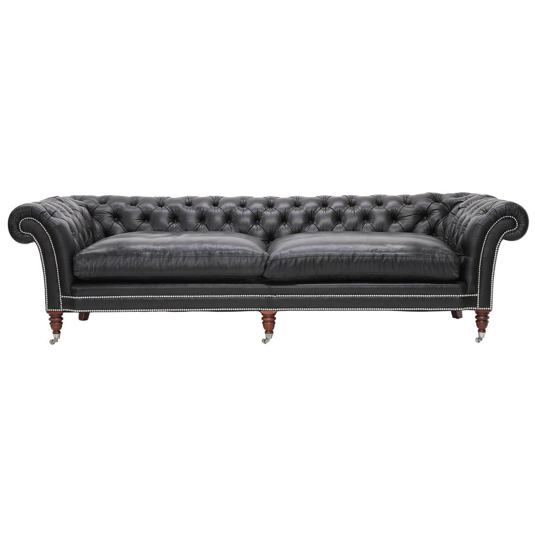 Ralph Lauren Home Collection Brook Street Black Leather Chesterfield Sofa, Oversized (1 of 8)
