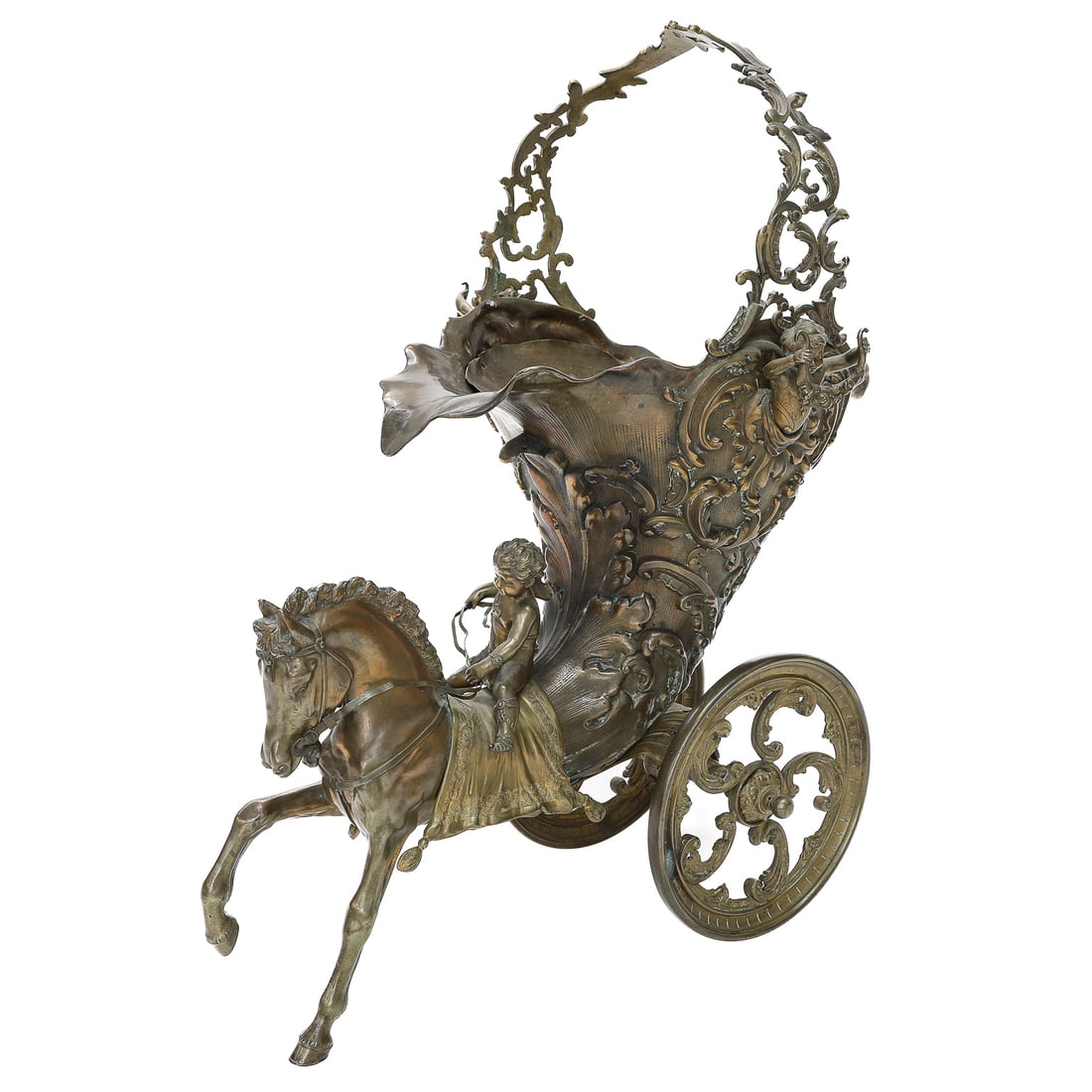 Antique Brass Horse Drawn Cornucopia Centerpiece (1 of 8)