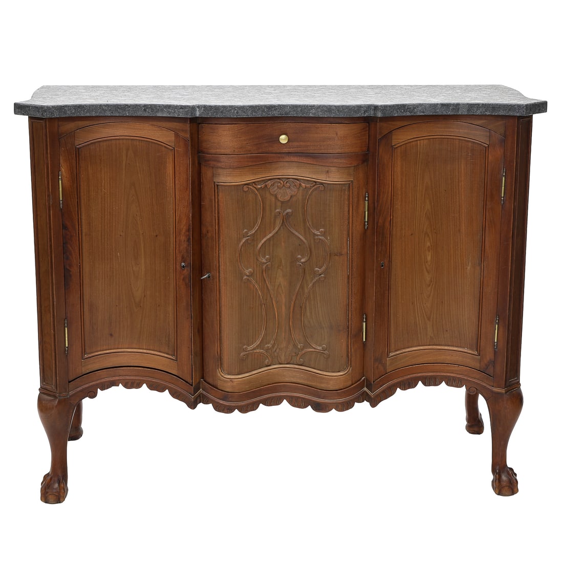Vintage French Made Chippendale Style Cherrywood Stone Top Commode (1 of 9)