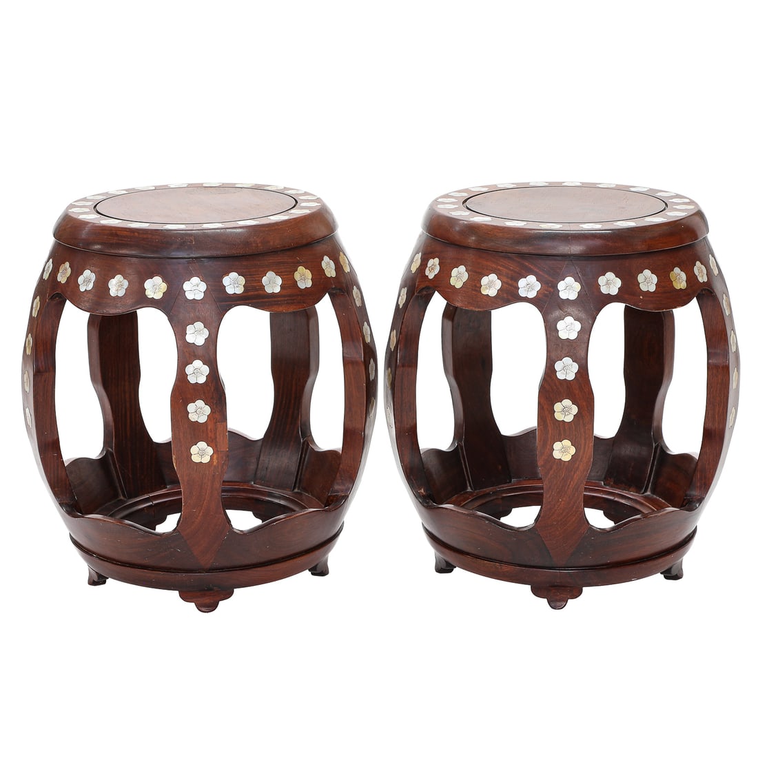 Vintage Chinese Barrel Shaped Rosewood Garden Seats, Pair (1 of 6)